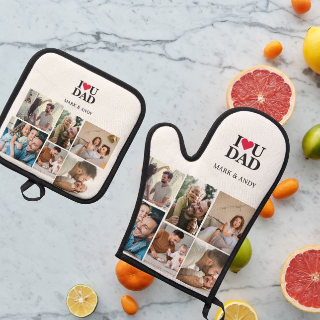 “Best Dad by the Oven” – Photo Custom Kitchen Mitt Oven Mitt & Pot Holder Set (Creator Uploaded)