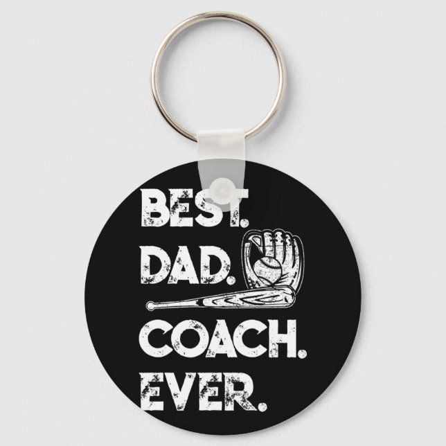 Best Dad Coach Ever Baseball Fathers Day Keychain (Front)