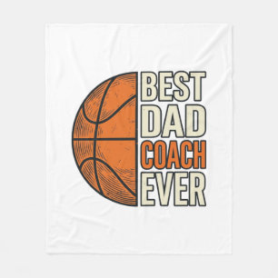 Best Dad Coach Ever Basketball Vintage Vector Desi Fleece Blanket