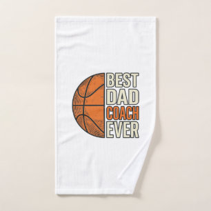 Best Dad Coach Ever Basketball Vintage Vector Desi Hand Towel