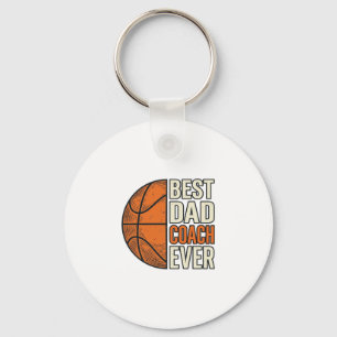 Best Dad Coach Ever Basketball Vintage Vector Desi Keychain