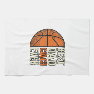 Best Dad Coach Ever Basketball Vintage Vector Desi Kitchen Towel