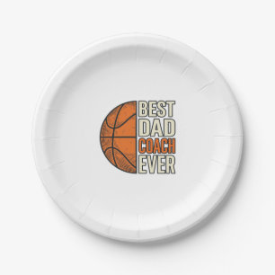 Best Dad Coach Ever Basketball Vintage Vector Desi Paper Plate