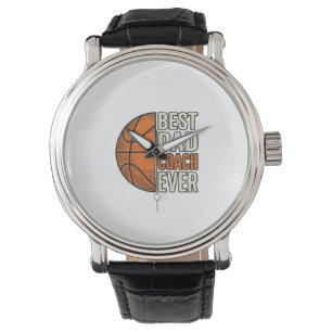 Best Dad Coach Ever Basketball Vintage Vector Desi Watch