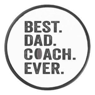 Best Dad Coach Ever Father's Day Hockey Sport Gift Hockey Puck