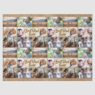 Best Dad collage photo pattern 6 pictures jute Tissue Paper