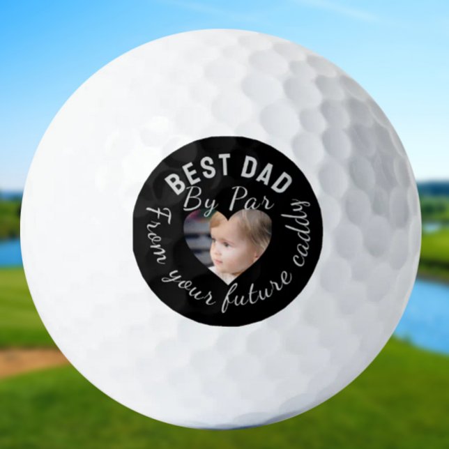Best Dad Custom Kids Photo Black Personalized Golf Balls (Creator Uploaded)