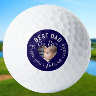 Best Dad Custom Kids Photo Blue Personalized Golf Balls