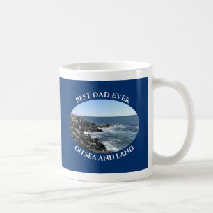 Best Dad Cute Atlantic Ocean Wavy Sea Navy Blue Coffee Mug