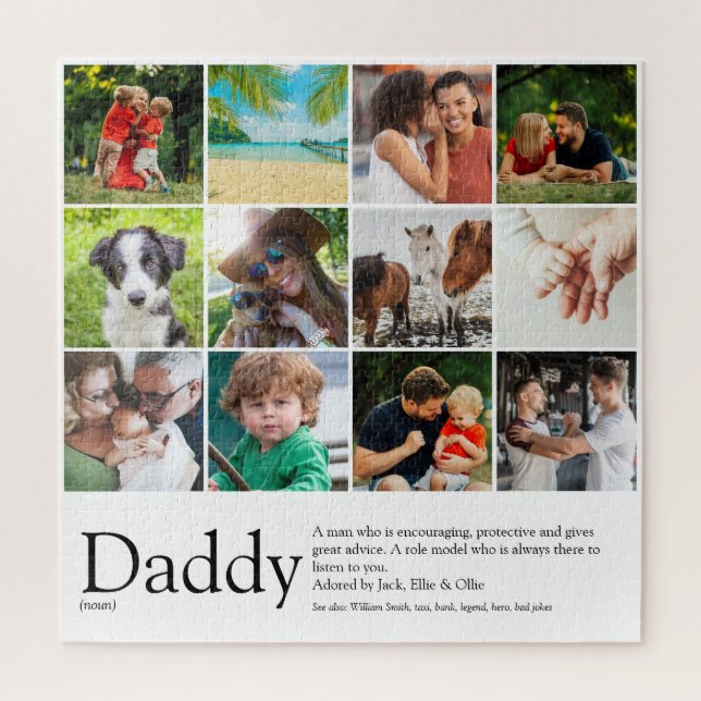 Best Dad, Daddy, Father Definition 12 Photo Fun Jigsaw Puzzle (Vertical)