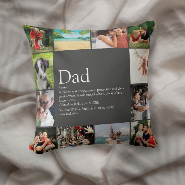 Best Dad Daddy Father Definition 12 Photo Gray Throw Pillow (Best Dad Daddy Father Definition 12 Photo Gray Throw Pillow)