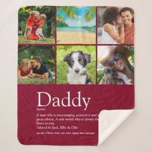 Best Dad Daddy Father Definition 6 Photo Burgundy Sherpa Blanket