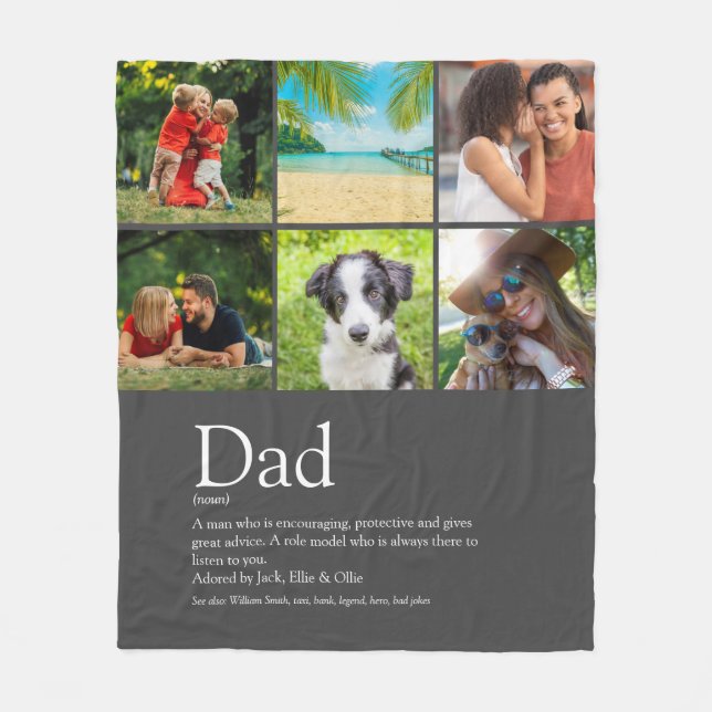 Best Dad Daddy Father Definition 6 Photo Grey Fleece Blanket (Front)