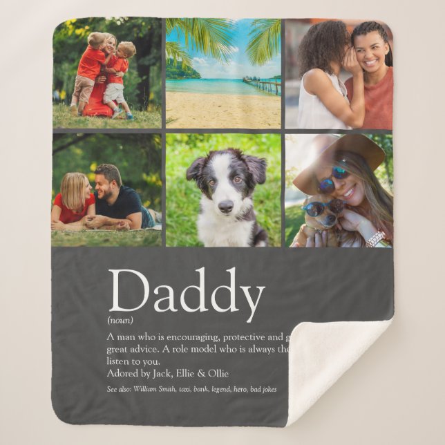 Best Dad Daddy Father Definition 6 Photo Grey Sherpa Blanket (Front)