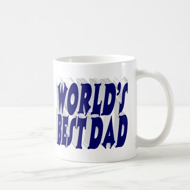 Best Dad dark blue 3d text Coffee Mug (Right)