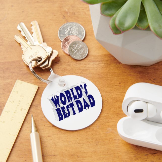 Best Dad dark blue 3d text  Keychain (Desk)