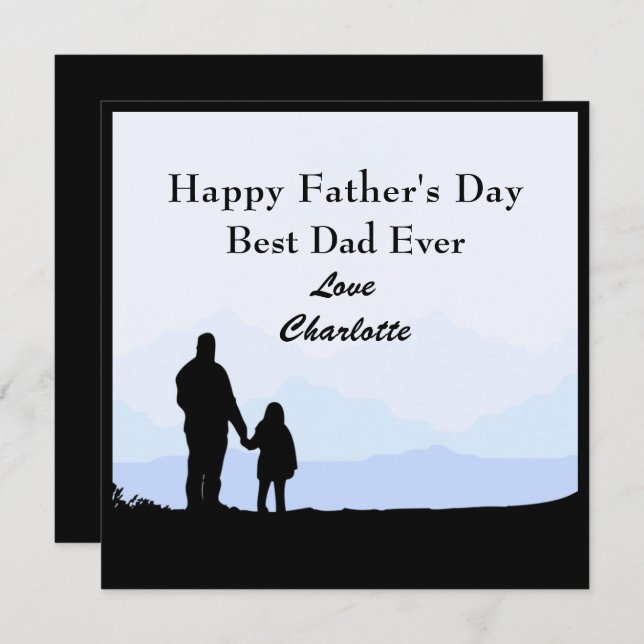 Best Dad Daughter Silhouette Name Fathers Day Card (Front/Back)