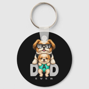 Best Dad Dog Funny Fathers Day Gift Cute Puppy Keychain