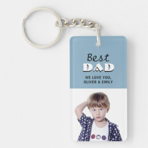 Best Dad Dusty Blue Photo Father`s Day  Keychain