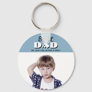 Best Dad Dusty Blue Photo Father`s Day Keychain
