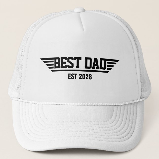 Best Dad Est. Superhero Bold Typography Dad's Trucker Hat (Front)