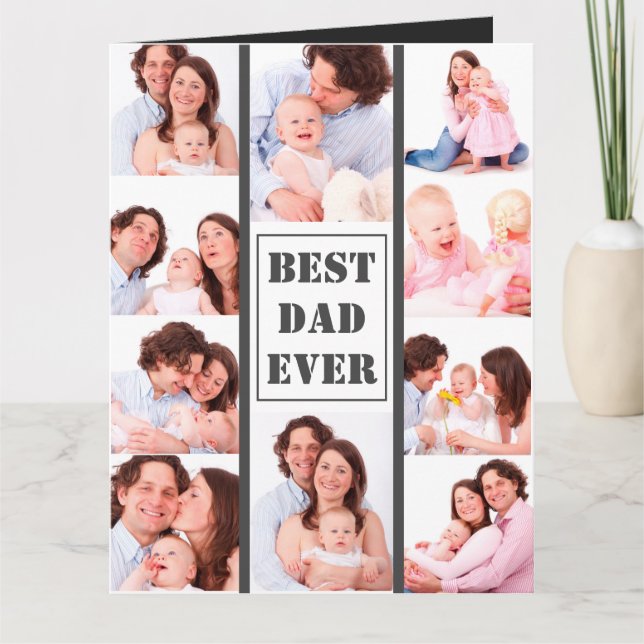 Best Dad Ever 10 Photo Collage Father's Day gift Card (Front)