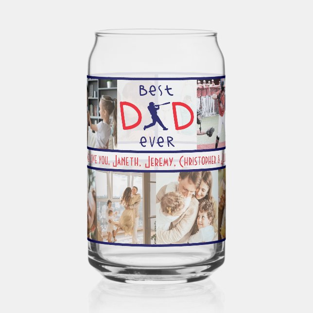 Best Dad Ever 10 Photo Collage Modern Fathers Day Can Glass (Left)