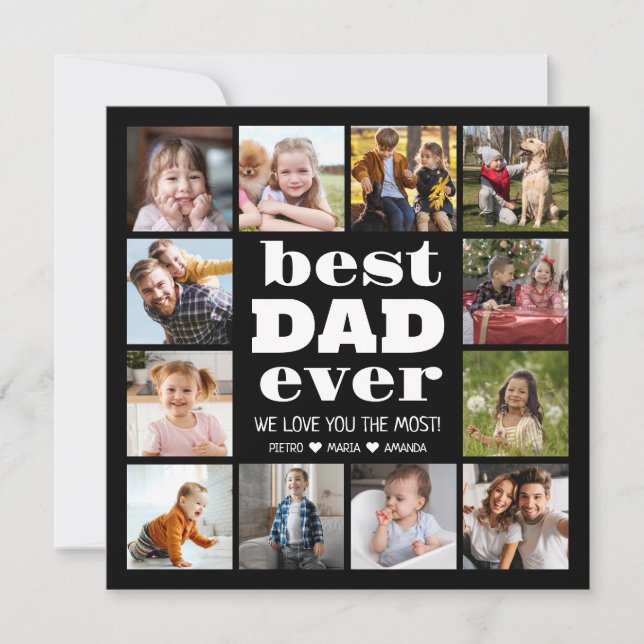 Best DAD Ever 12 Photo Collage  Holiday Card (Front)
