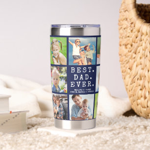 BEST DAD EVER 13 Photos Personalized Blue Insulated Tumbler