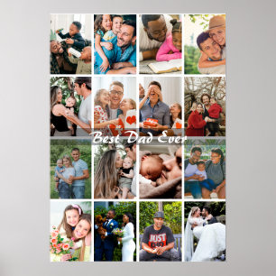 Best Dad Ever 16 Photo Collage Personalized Father Poster