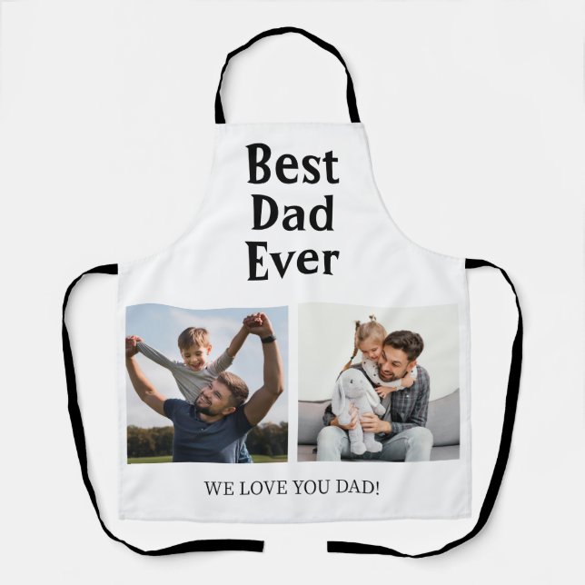 Best Dad Ever 2 Photo Collage Father's day Gift  Apron (Front)