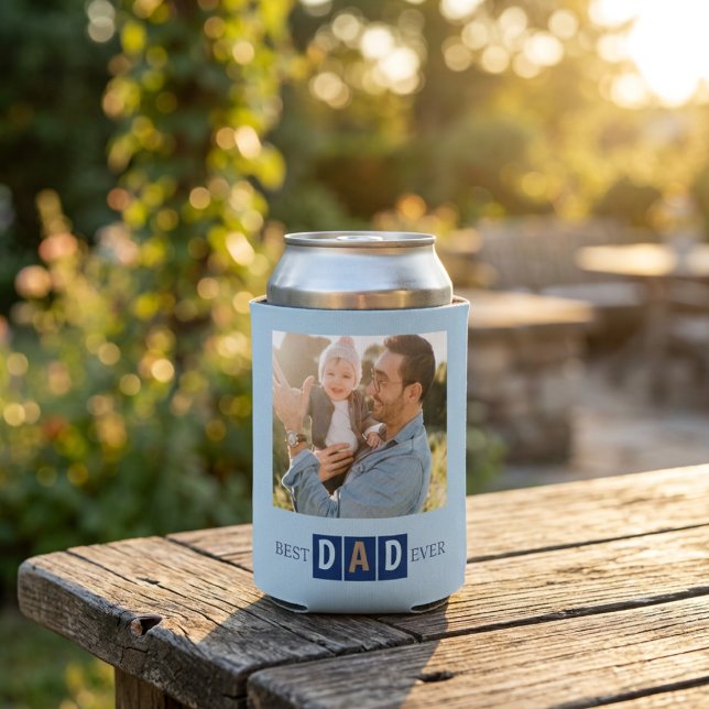 Best Dad Ever 2 Photo Cool Typography Can Cooler (Creator Uploaded)