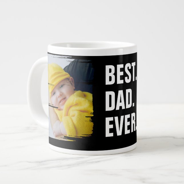 Best Dad Ever 2 Photo Scribble Frame Personalized Large Coffee Mug (Front Left)
