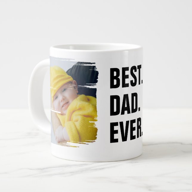 Best Dad Ever 2 Photo Scribble Frame Personalized Large Coffee Mug (Front Left)