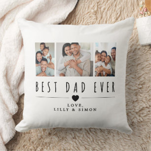 Best Dad Ever   3 Custom Family Photo  Throw Pillow