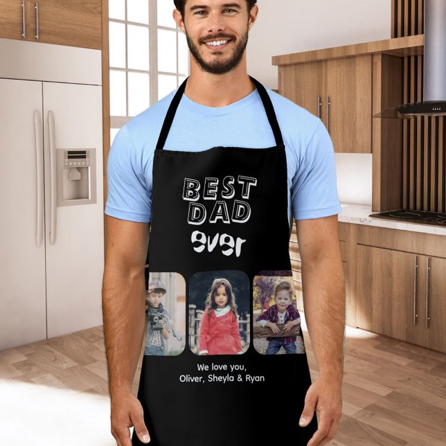 Best Dad Ever 3 Kids Photo Collage Apron (Creator Uploaded)