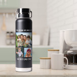 Best Dad Ever 3 Photo Black Water Bottle<br><div class="desc">Give the best dad ever a fun gift with this custom 3 photo black water bottle. Easily personalize with 3 favourite family photographs. You can personalize "This Drink Belongs to" and "Best Dad Ever" to something similar in length (e.g., "World's Best Dad") and whether he is called dad, daddy, papa,...</div>