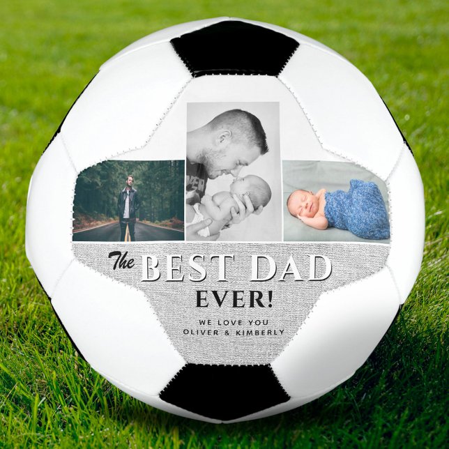 Best Dad Ever 3 Photo Collage Father`s Day Soccer Ball (Creator Uploaded)