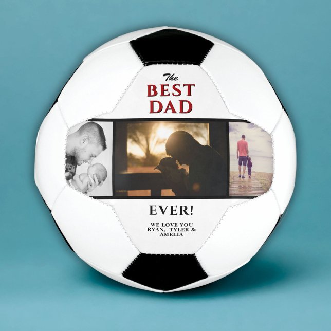 Best Dad Ever 3 Photo Collage Father`s Day Soccer Ball (Creator Uploaded)
