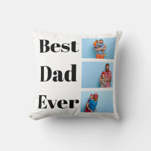 Best Dad Ever   3 Photo Collage Father's Day  Throw Pillow