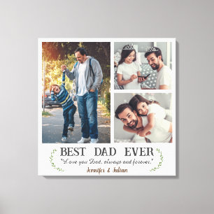 Best Dad ever 3 photo collage father's day white Canvas Print