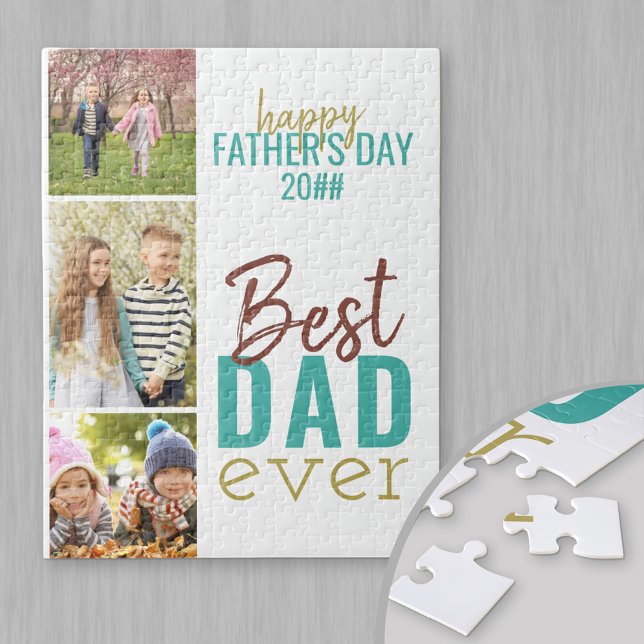 Best Dad Ever 3 Photo Fathers Day Jigsaw Puzzle (Creator Uploaded)