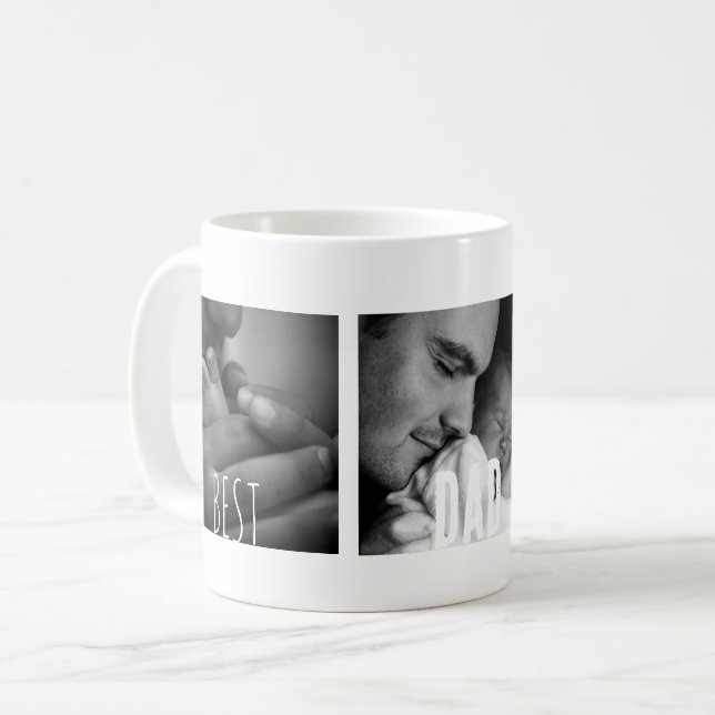 Best Dad Ever 3 photo Personalized Coffee Mug (Front Left)