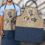 Best Dad Ever 3 Photos Father`s Day Keepsake Apron<br><div class="desc">Best Dad Ever 3 Photos Father`s Day Apron. 3 pictures in a circle frame on a dark blue and rustic beige background. Add 3 photos,  text and year. A perfect kitchen or grill gift and a sweet keepsake for Father`s Day for father or grandfather.</div>