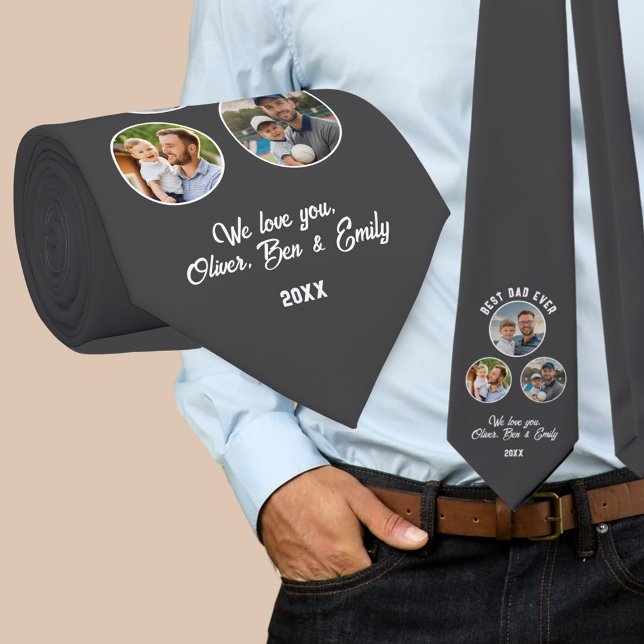 Best Dad Ever 3 Photos Father`s Day Keepsake Tie (Creator Uploaded)