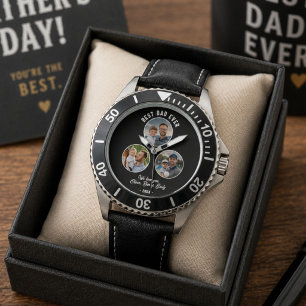 Best Dad Ever 3 Photos Father`s Day Keepsake Watch