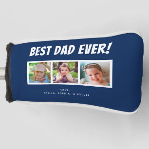 Best Dad Ever 3 Photos on Dark Blue Golf Head Cove Cover