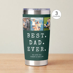 BEST DAD EVER 3 Photos Personalized Green Insulated Tumbler
