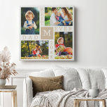 Best Dad Ever 4 Photo Collage Beige and White Canvas Print<br><div class="desc">Custom Photo Collage Canvas Print for the Best Dad Ever. The template is set up ready for you to add 4 of your favourite photos, the year and initial. A great gift for Father's Day, a birthday or as a keepsake of an event or personal achievement. The design has a...</div>