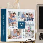 Best Dad Ever 4 Photo Collage Blue and White Binder<br><div class="desc">Best Dad Ever personalized ring binder - perfect for dad's home office. The photo template is set up for you to create your own unique photo collage with 4 of your favourite family pictures. The photos are divided with the wording "best dad ever" and you can also add dad's initial,...</div>